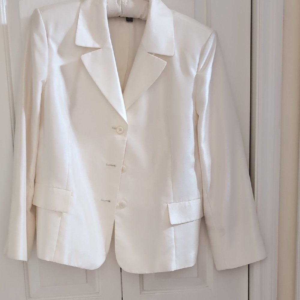 Evan Picone Winter White Poly Dress Blazer